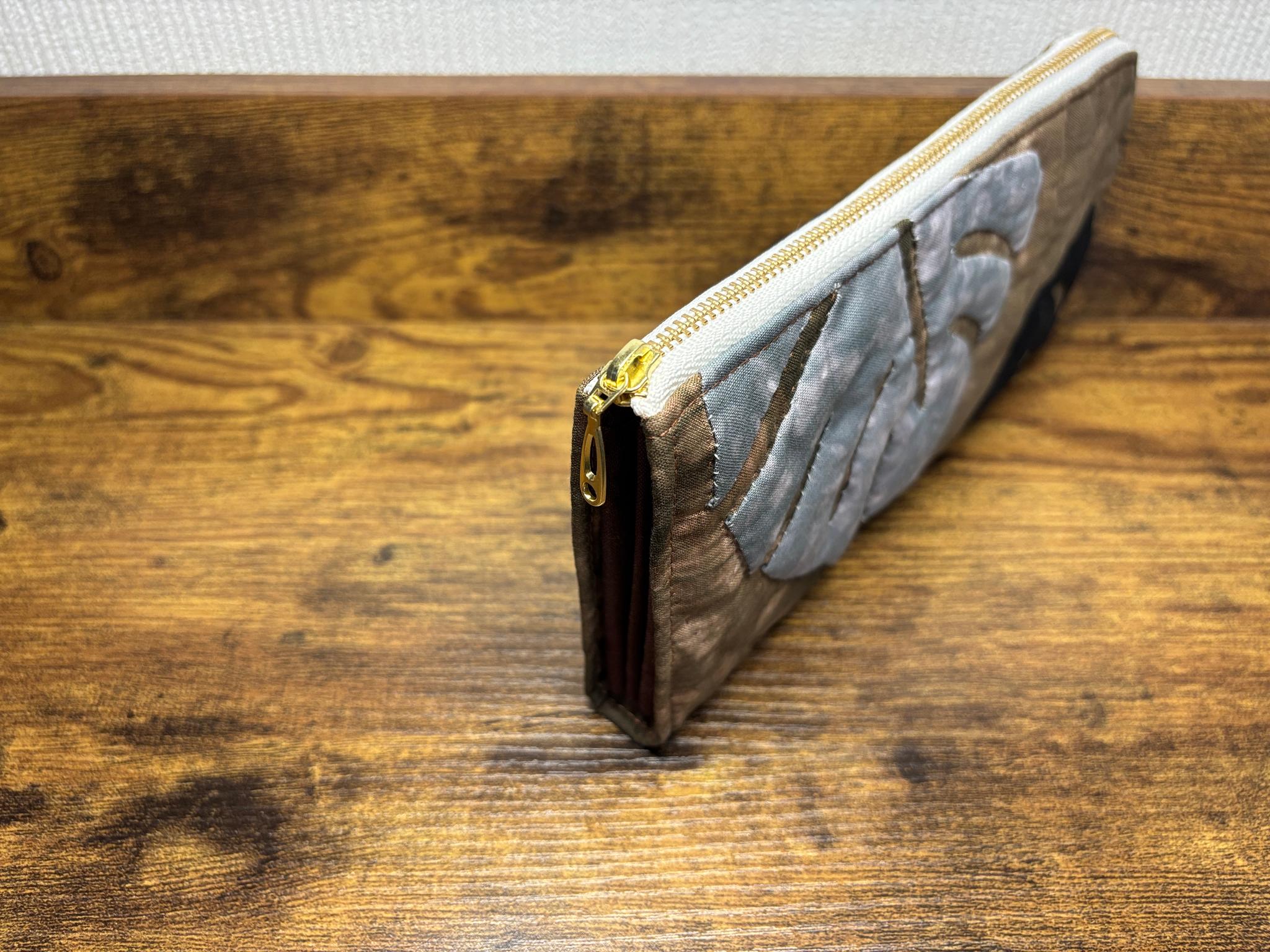 L字ファスナー長財布 コーヒーブラウンモンステラ ハワイアンキルト | 5枚目